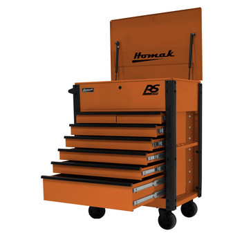 Homak OG06035247 35 in. 7 Drawer Flip-Top Service Cart - Orange