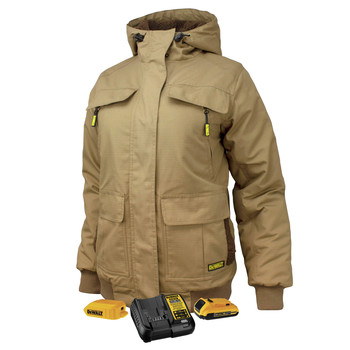 HEATED JACKETS | Dewalt 20V Lithium-Ion Cordless Women's Heavy Duty Ripstop Heated Jacket (2 Ah) - Small, Dune - DCHJ092D1-S