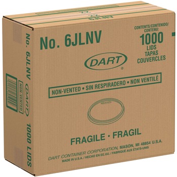 Dart 6JLNV Non-Vented Cup Lids for 6 oz. Cups and 2-4 oz. Food Containers - Translucent (1000/Carton)