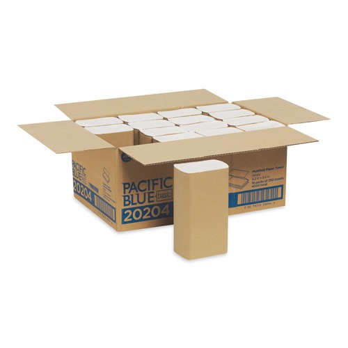  | Georgia Pacific Professional 20204 9.2 in. x 9.4 in. 1-Ply Pacific Blue Basic Folded Paper Towel - White (4000/Carton) image number 0