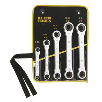 BOX WRENCHES | Klein Tools 5-Piece 10 Sizes SAE Ratcheting Box Wrench Set - 68221