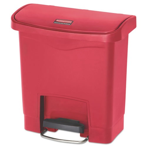 Rubbermaid Commercial Streamline 4-Gallon Front Step Style Resin Step-On Container - Red - 1883563