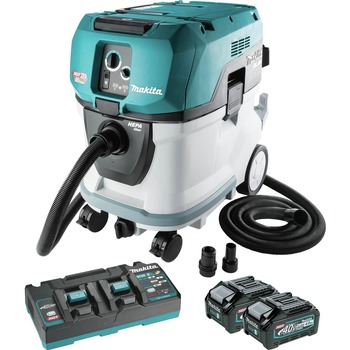 Makita 80V MAX (40V MAX X2) XGT Brushless Lithium-Ion 7.9 Gallon - 10.6 Gallon Cordless AWS HEPA Wet and Dry Vacuum Kit with 2 Batteries (4 Ah) - GCV07PMU