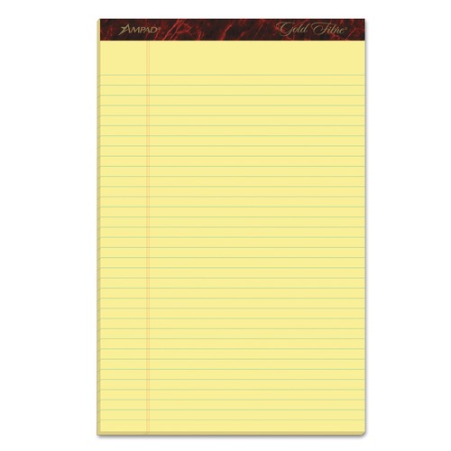  | Ampad 20-030R Gold Fibre 8.5 in. x 14 in. Wide/Legal Ruled Writing Pads - Canary Yellow (1-Dozen) image number 0
