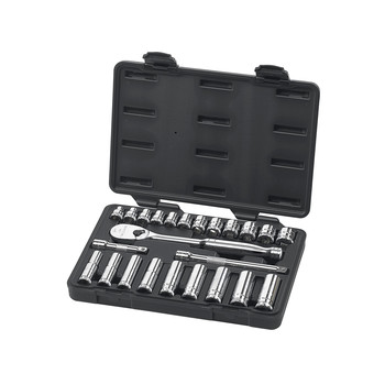GearWrench 24-Piece 3/8 in. Drive Metric Standard/Deep Socket and Wrench Set - 80559