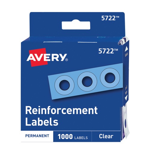 July Member-Exclusive Offer Save 10% off on One Item | Avery 05722 0.25 in. Diameter Dispenser Pack Hole Reinforcements - Clear (1000/Pack) image number 0