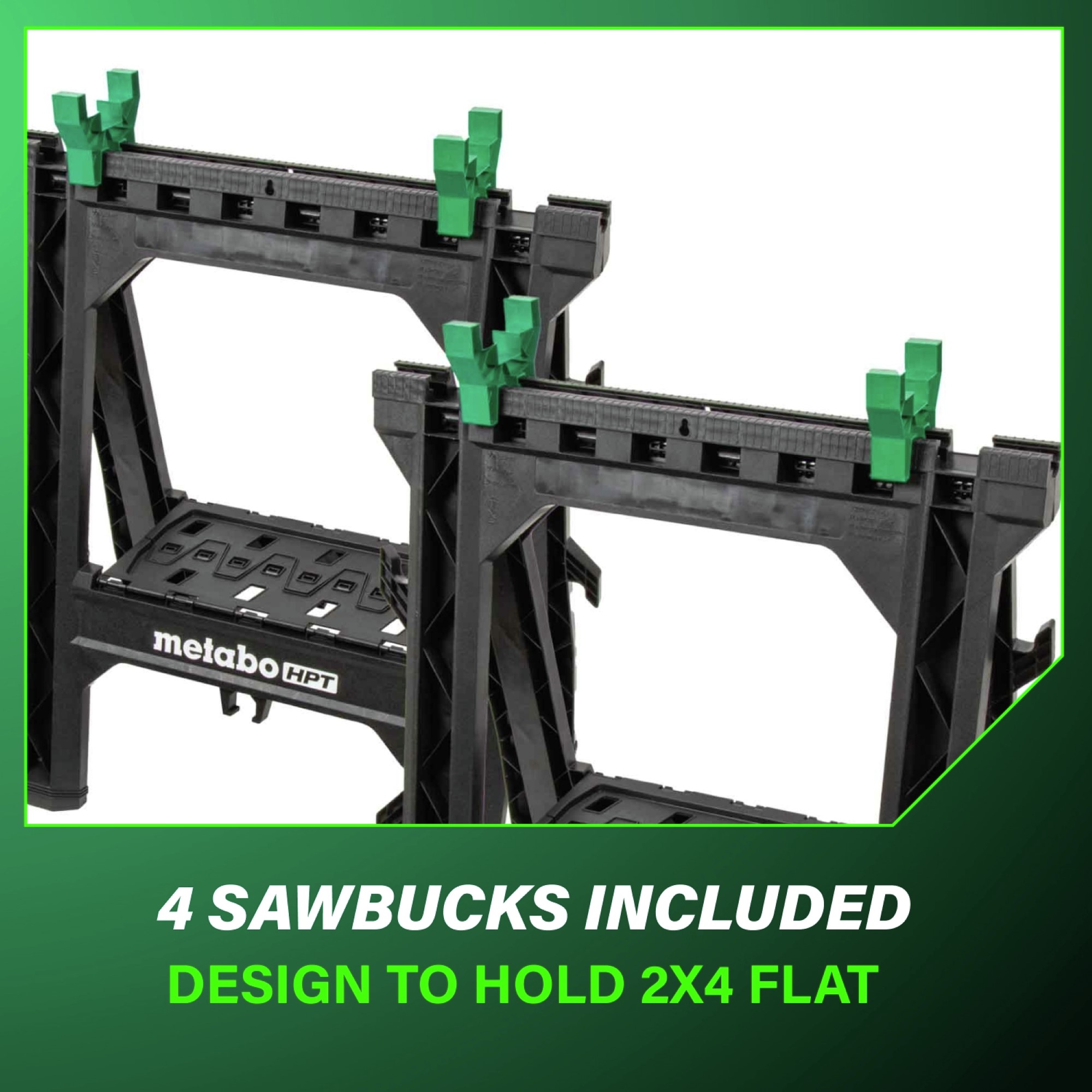 Designed to hold 2x4 lumber flat for a stable, custom workbench.