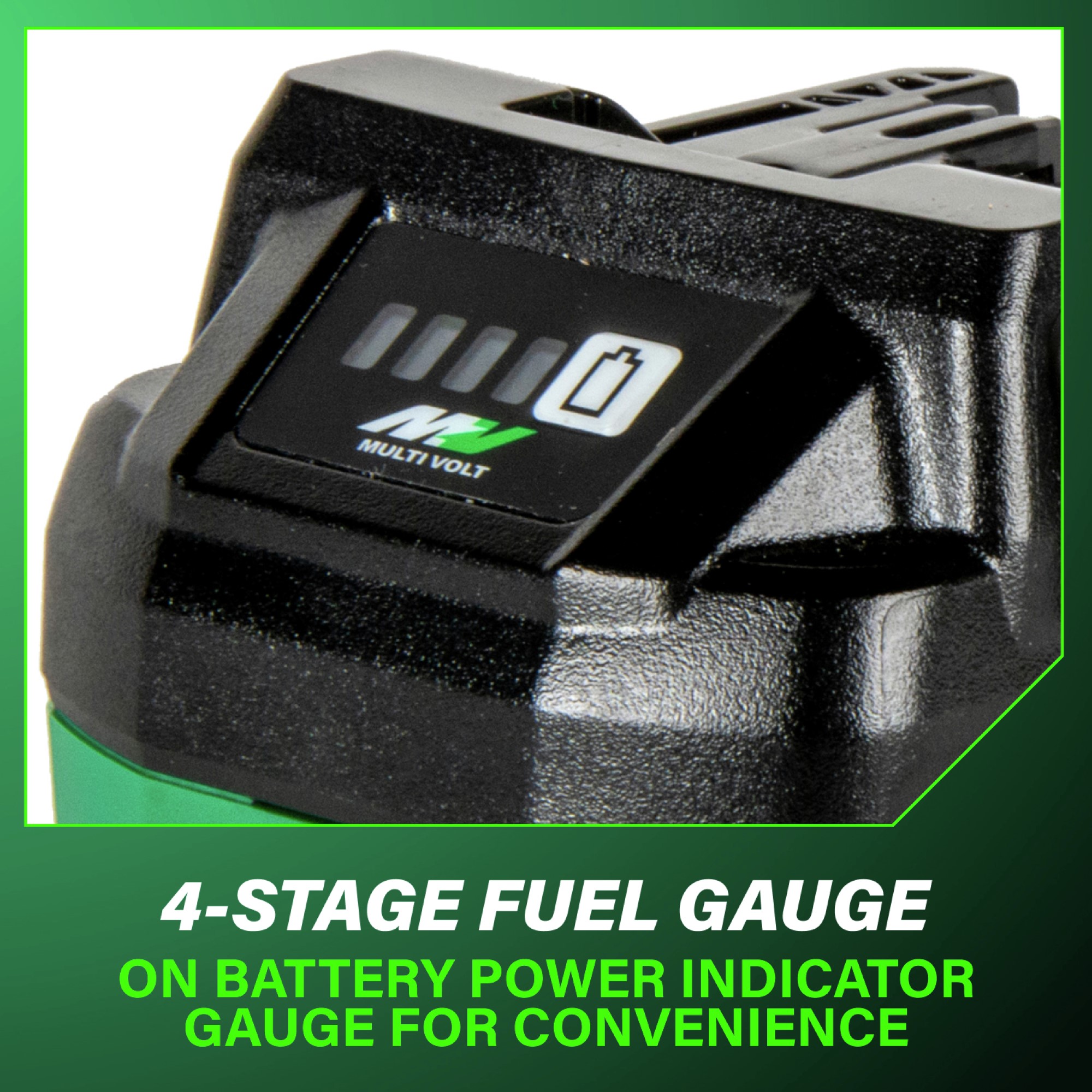 Provides a real-time battery power indicator.