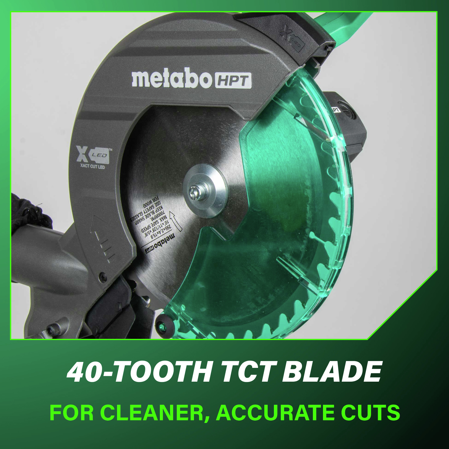 The 40-tooth TCT blade delivers cleaner, more accurate cuts for professional results.