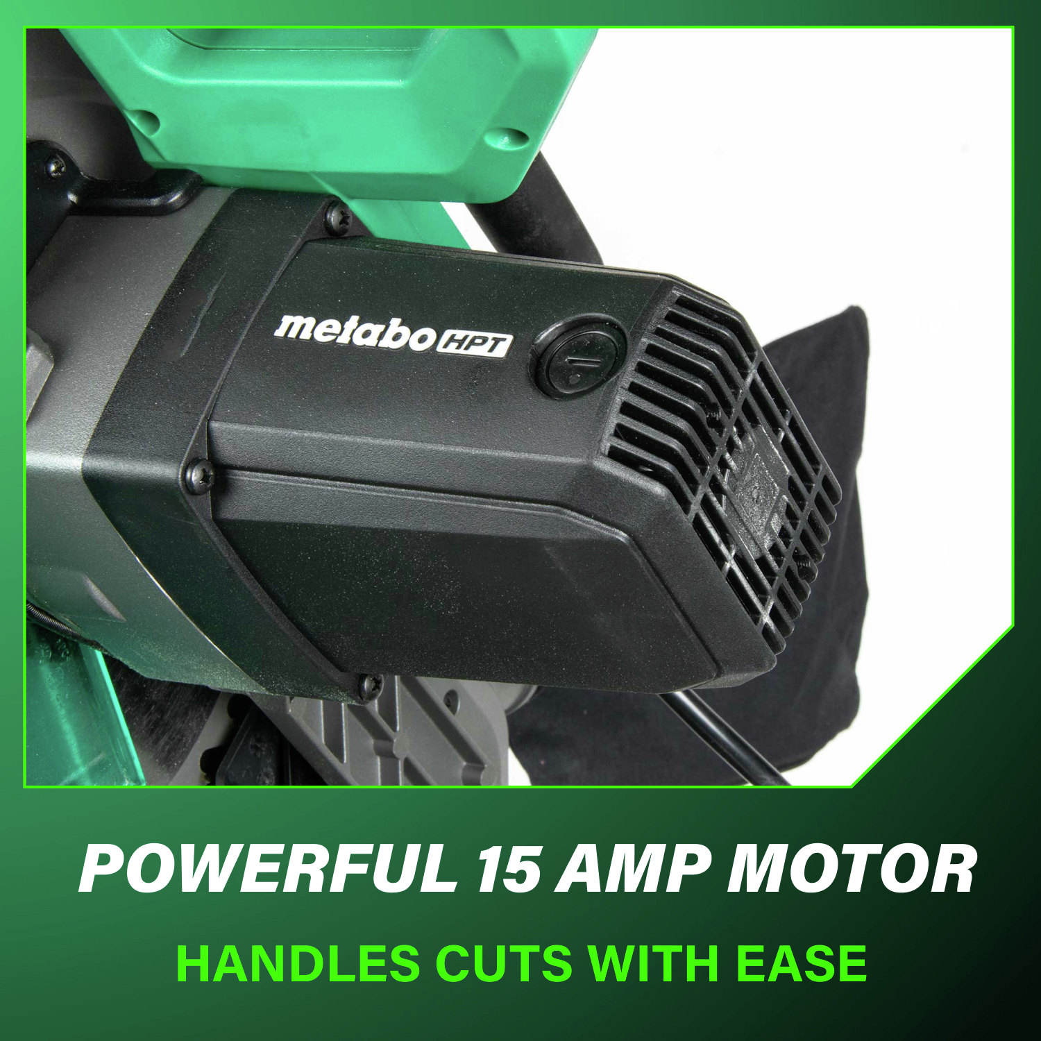 Powered by a robust 15-amp motor that handles cuts with ease and efficiency.