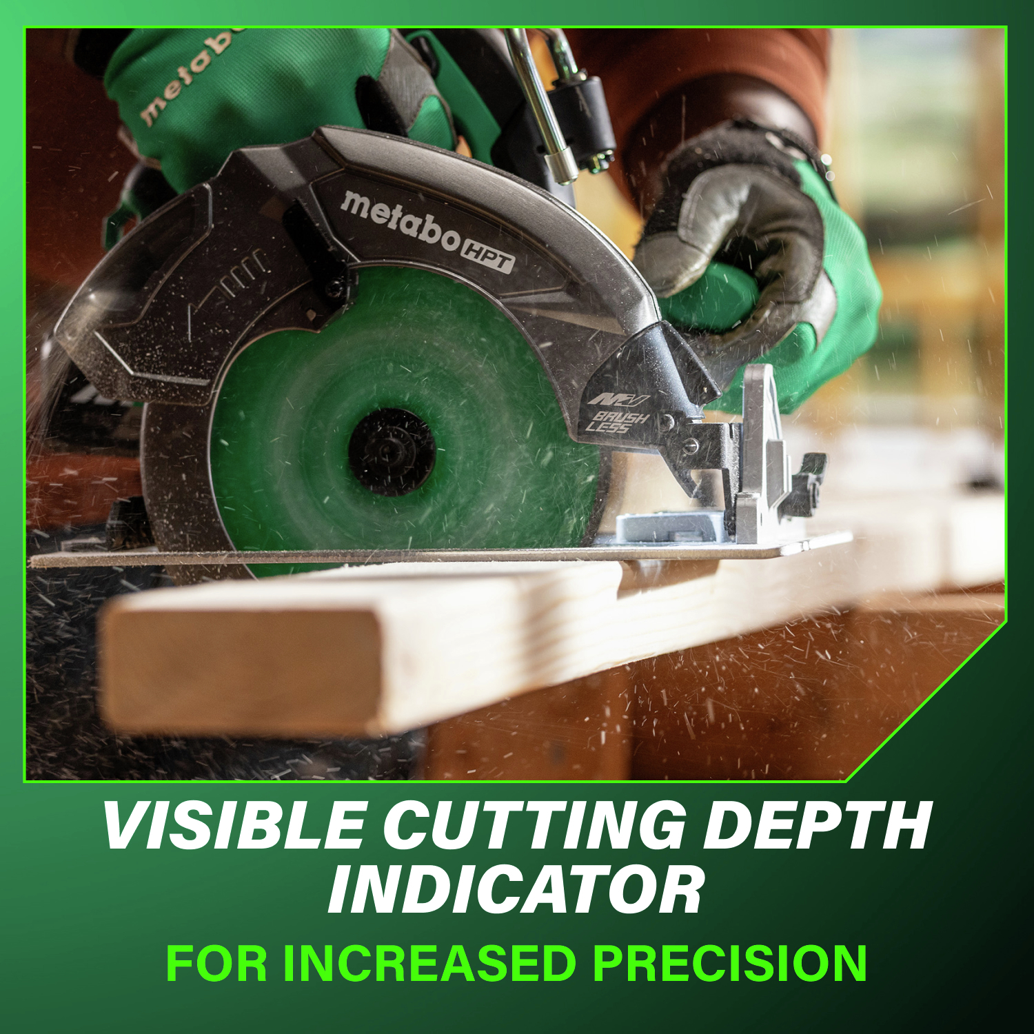 Visible cutting depth indicator enhances precision for every cut.