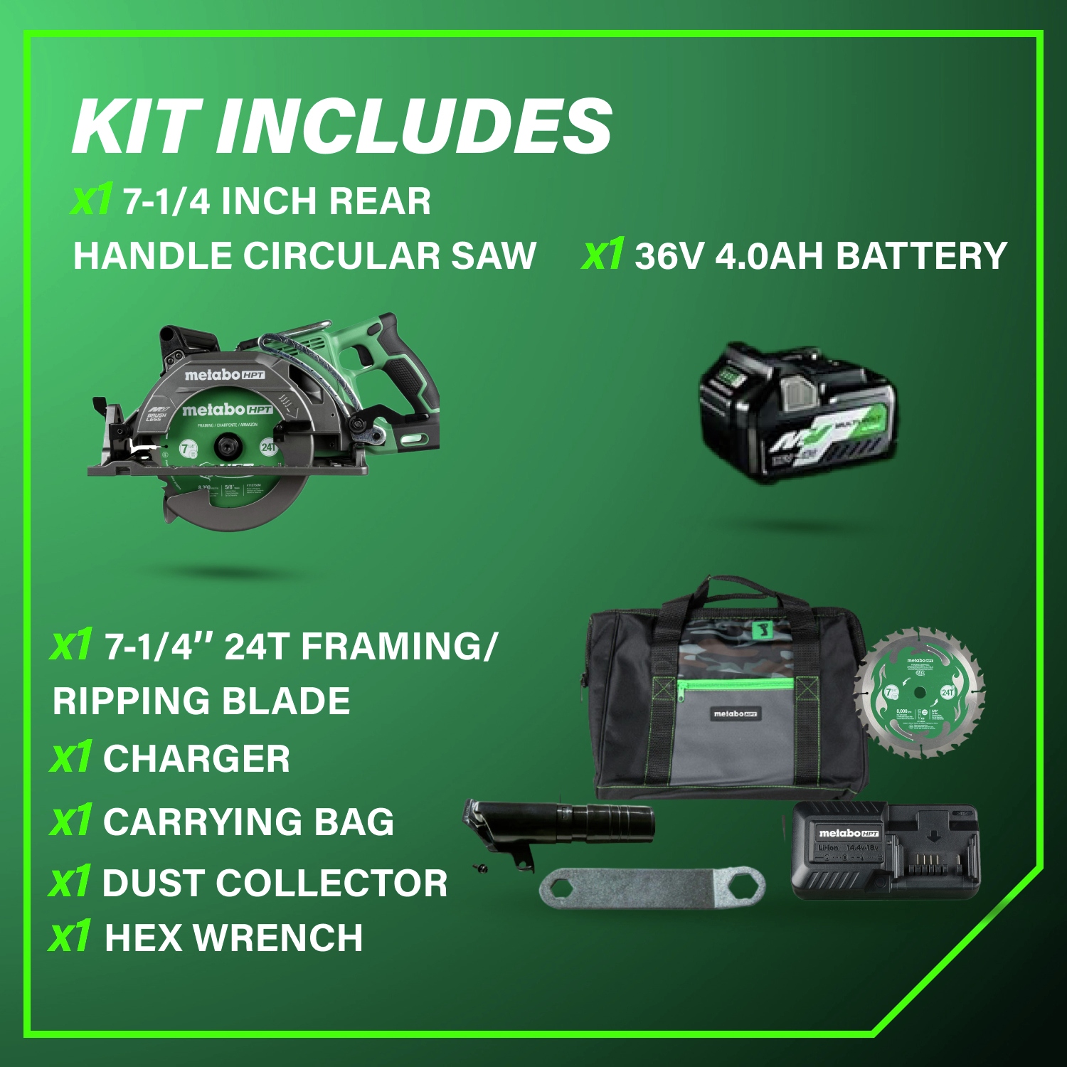 Supplied with a full set of accessories to ensure readiness straight out of the box.