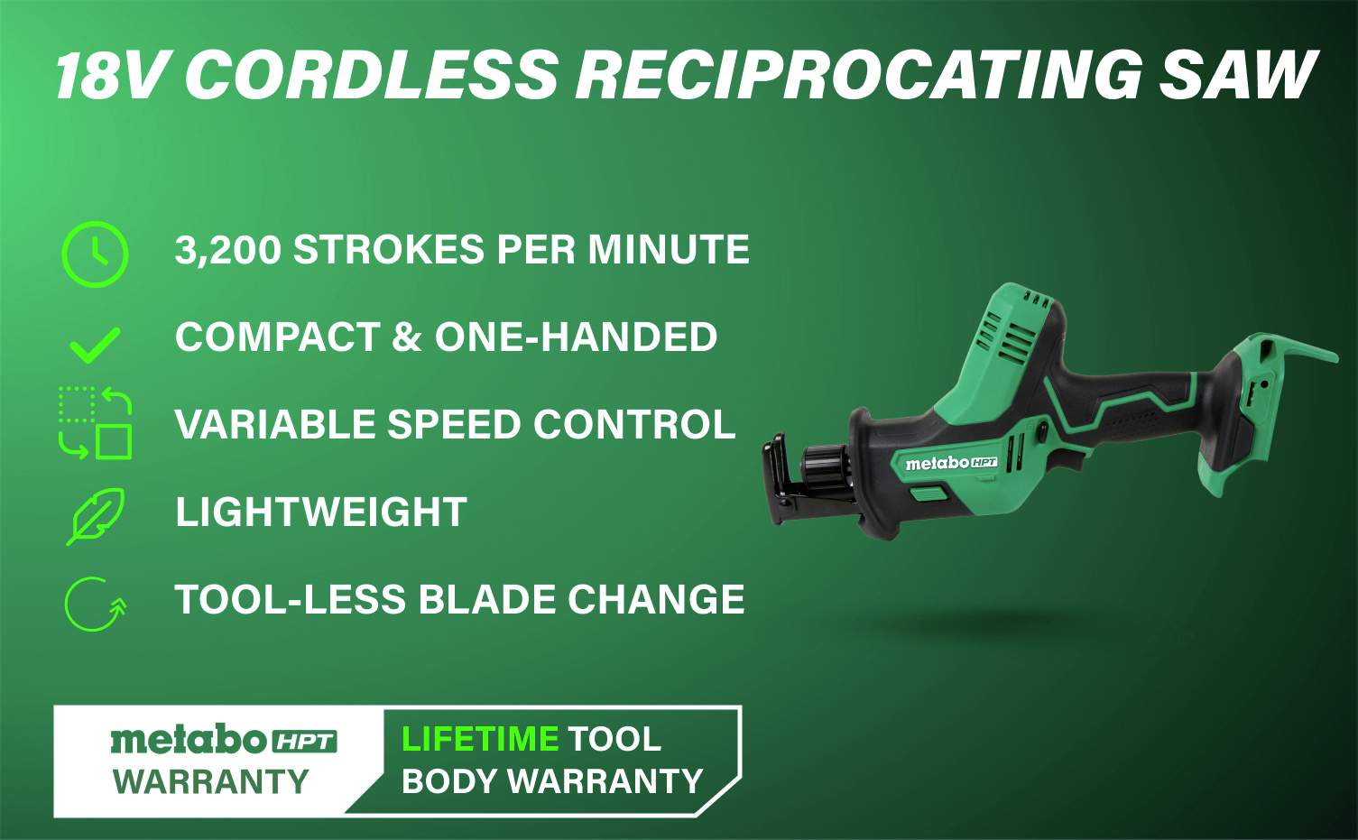 18V Cordless Reciprocating Saw