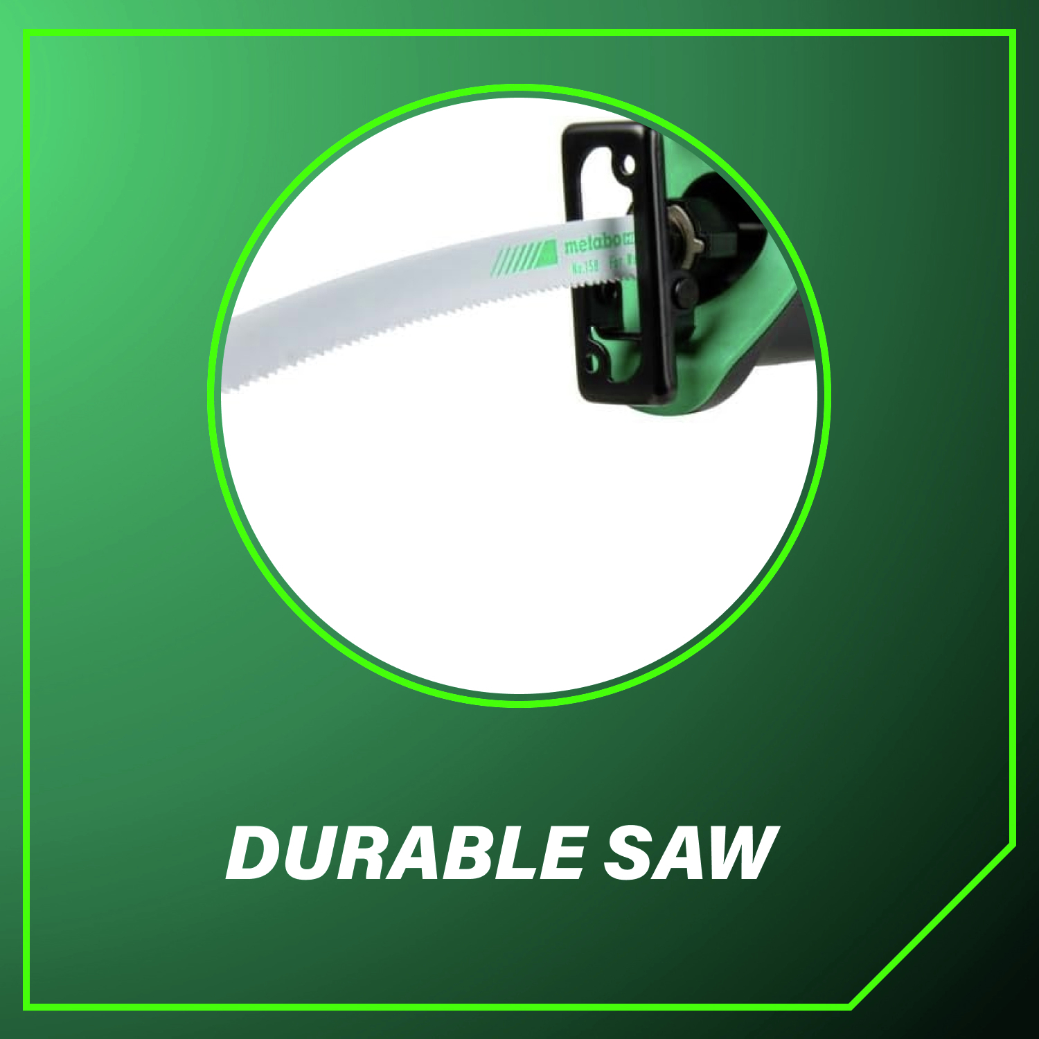 Durable saw Cuts up to 125 2x8 boards per charge for maximum productivity.
