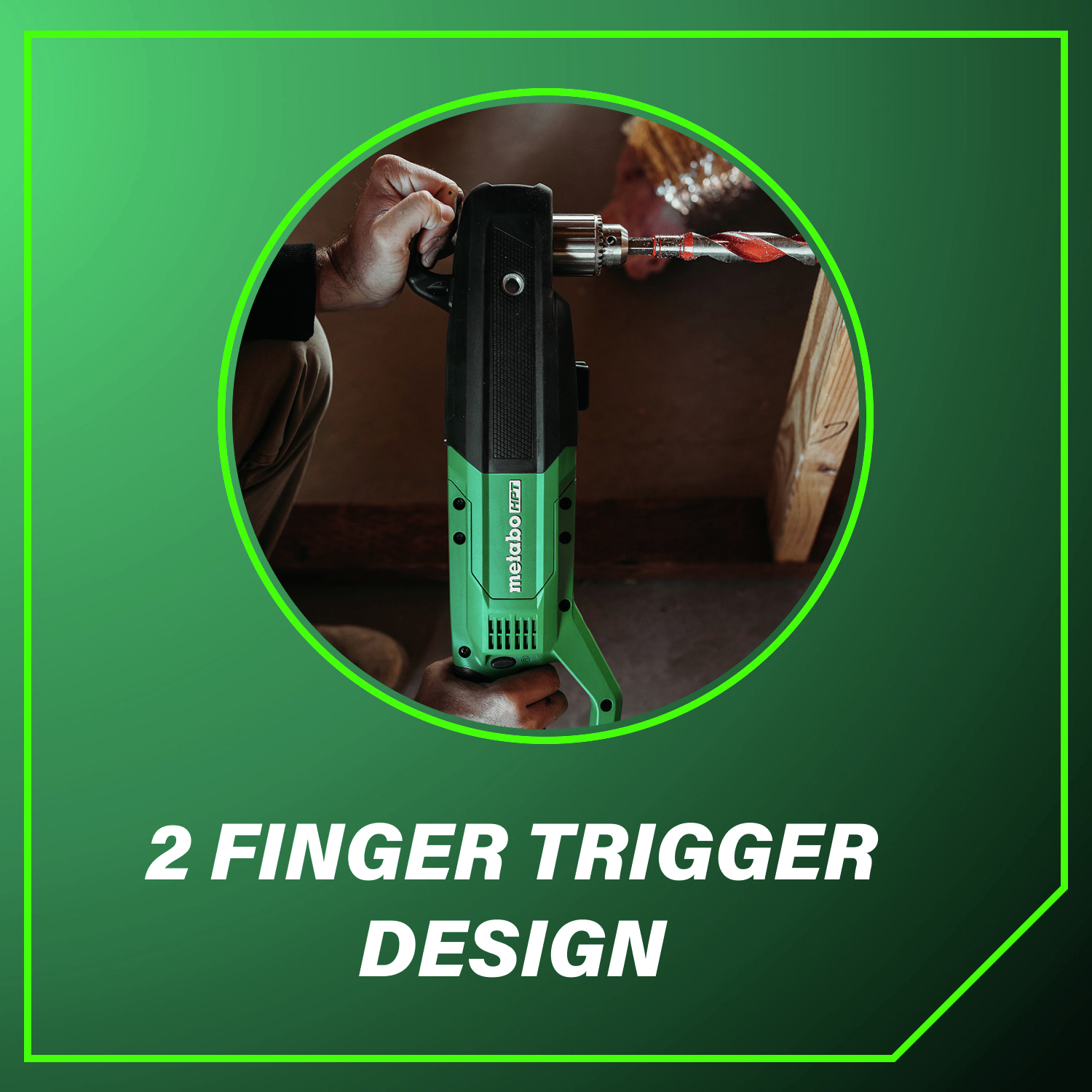 2 finger trigger design provides comfort and precise operation.