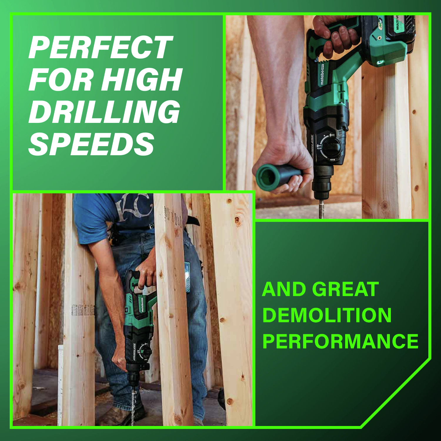 Perfect for high-speed drilling and delivering excellent demolition performance.