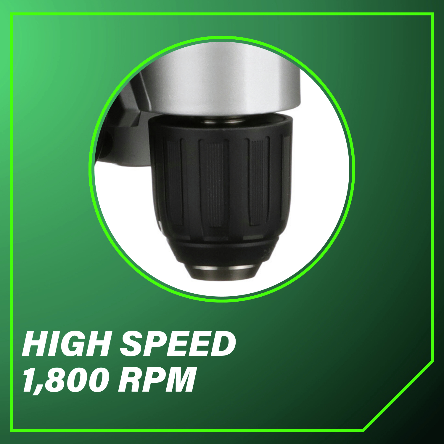 High speed 1,800 RPM for efficient drilling and driving.