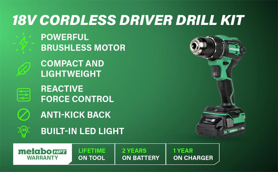 18V Cordless Driver Drill Kit