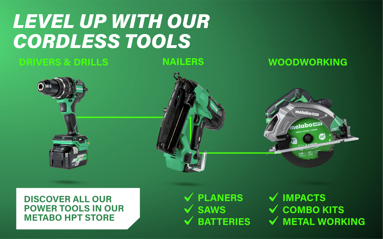 Level up with our cordless tools