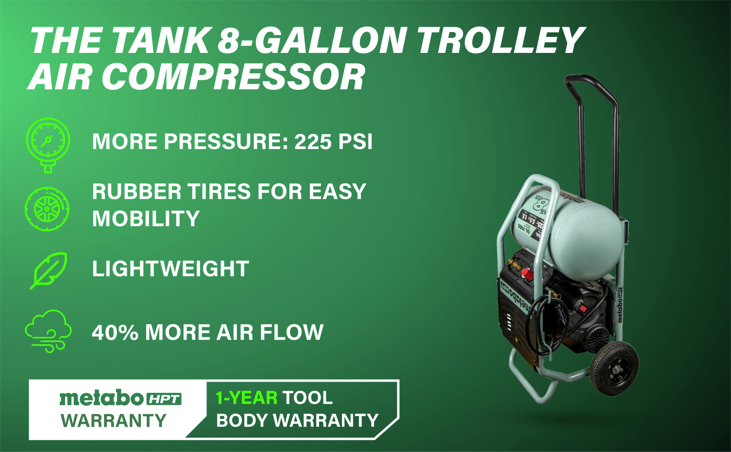 The Tank 8 Gallon Trolley Air Compressor