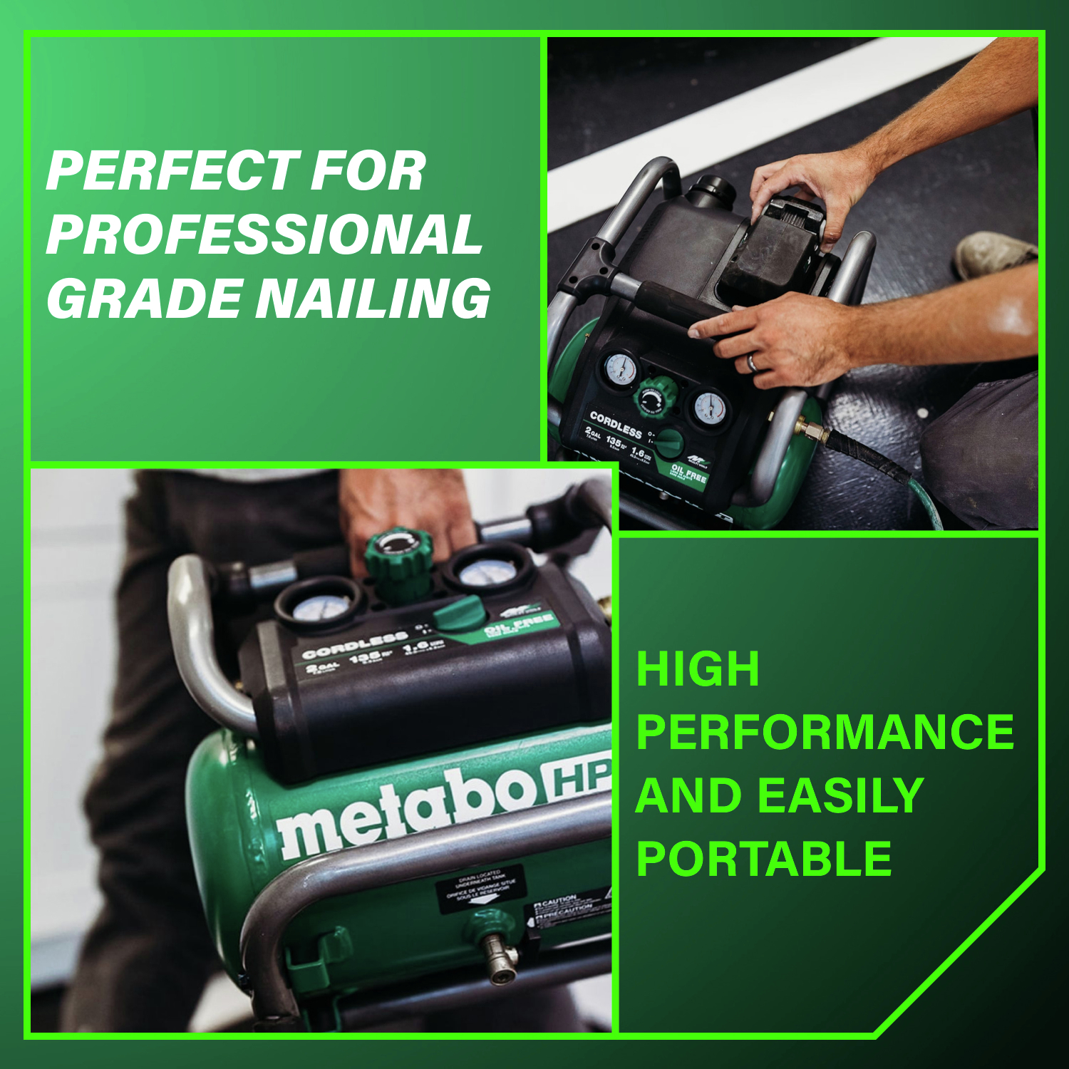 Ideal for professional-grade nailing, combining high performance with easy portability for any worksite.