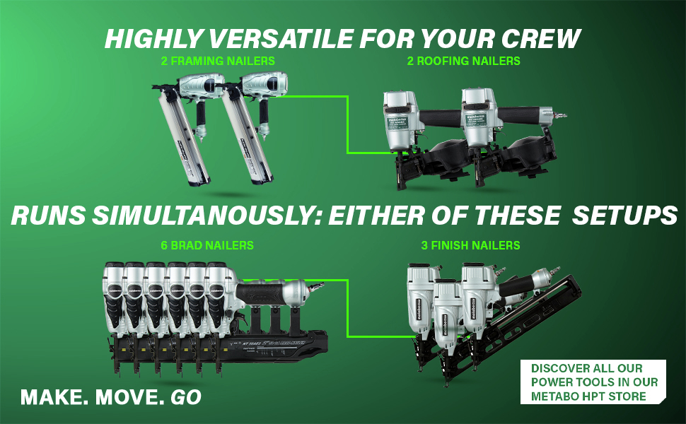 Highly versatile for your crew, runs simultaneously: either of these setups