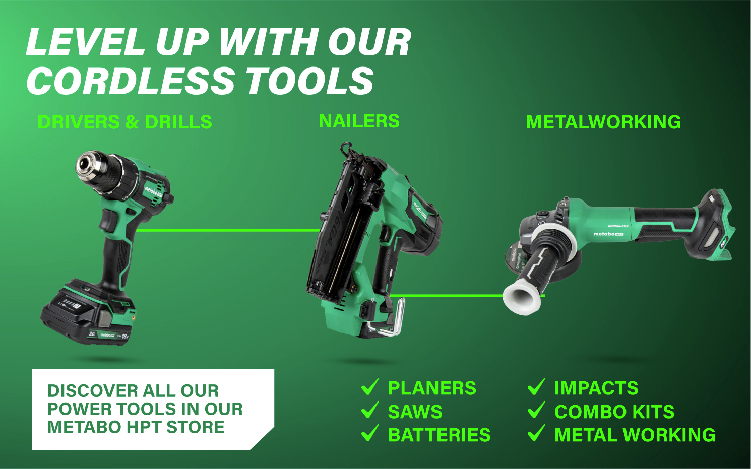 Level up with our cordless tools