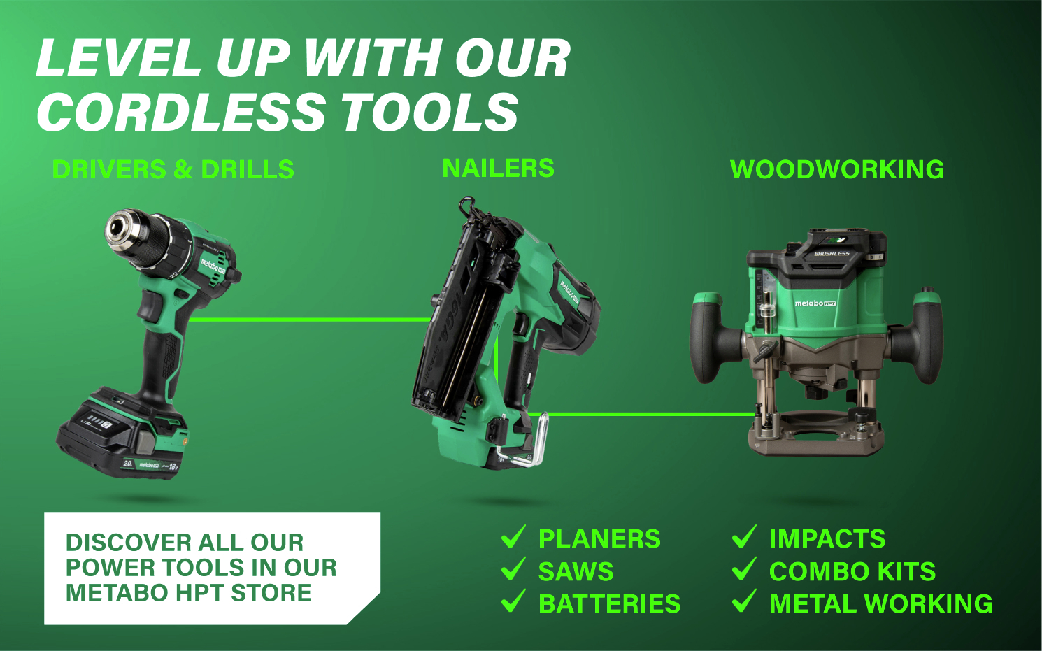 Level up with our cordless tools