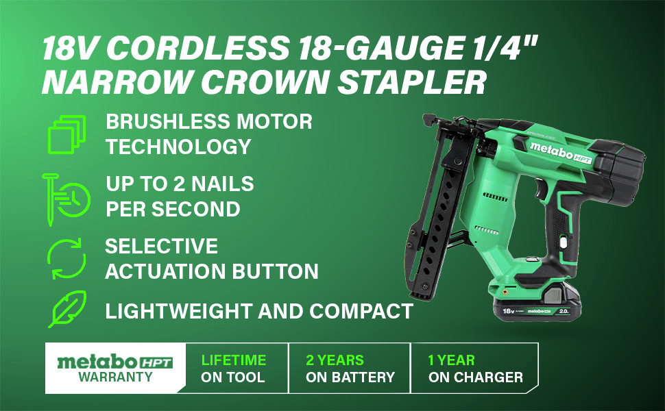 18V Cordless 18-Gauge 1/4 in. Narrow Crown Stapler