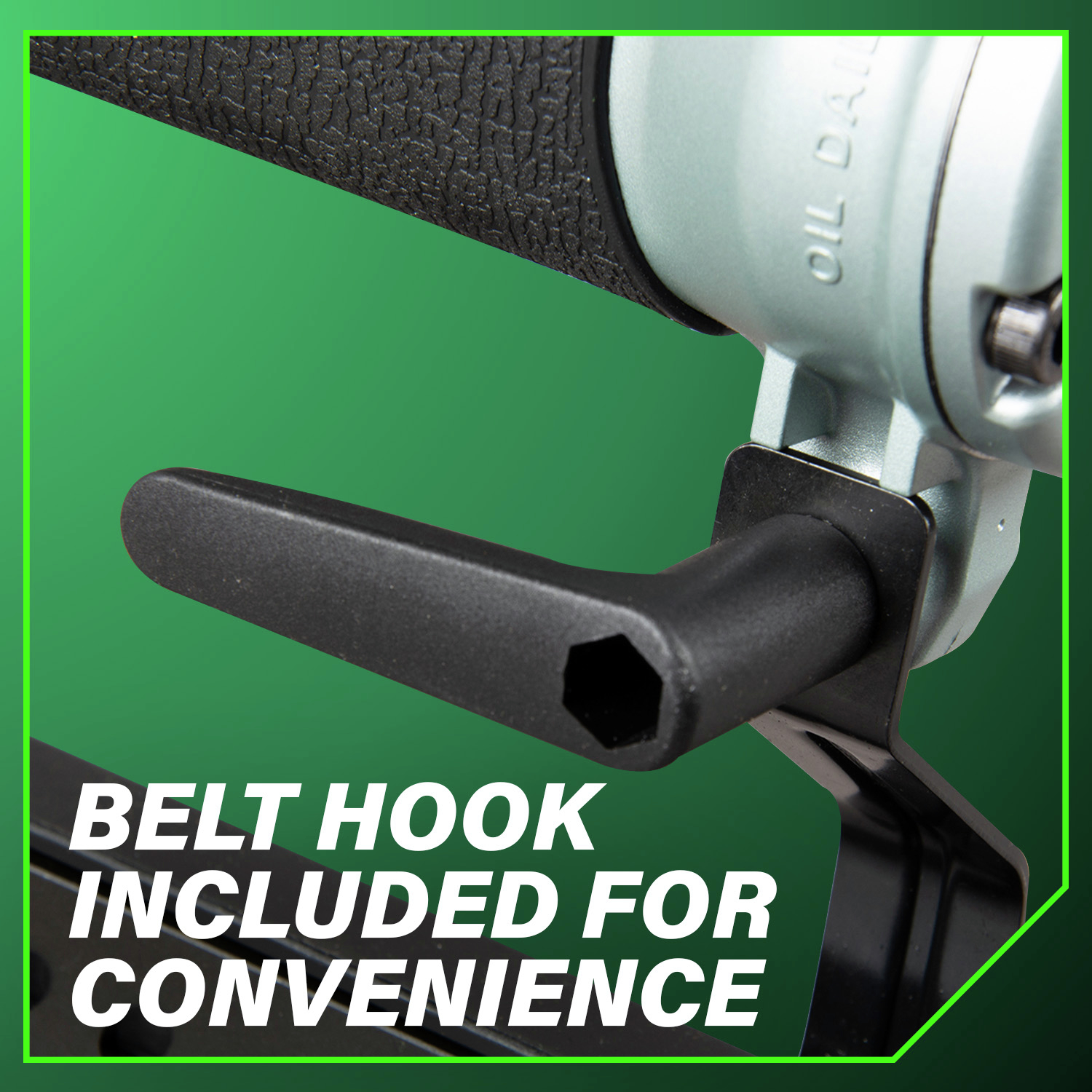 Belt hook included for convenience Keep your stapler within reach for maximum efficiency.