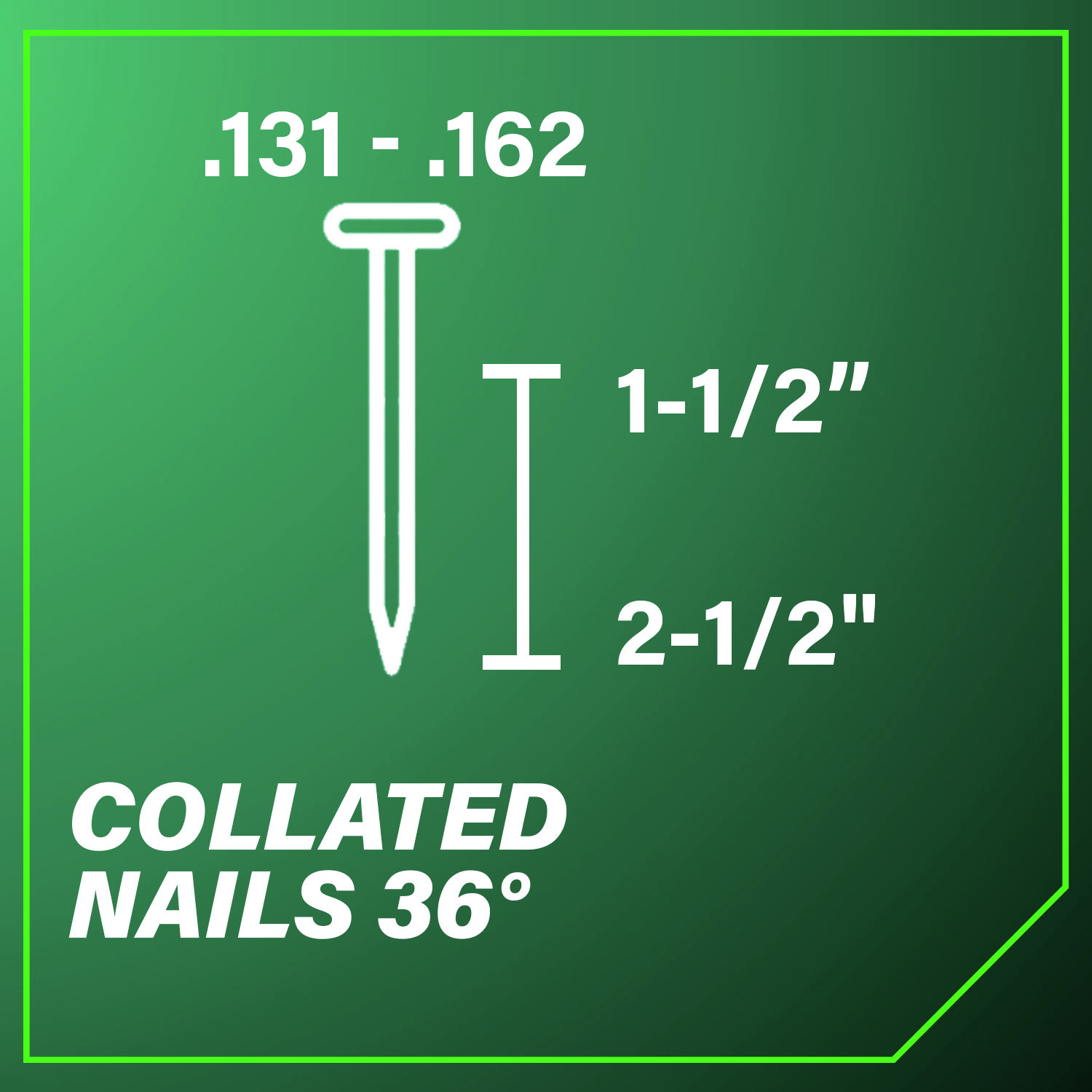 Accepts 36-Degree Collated Nails