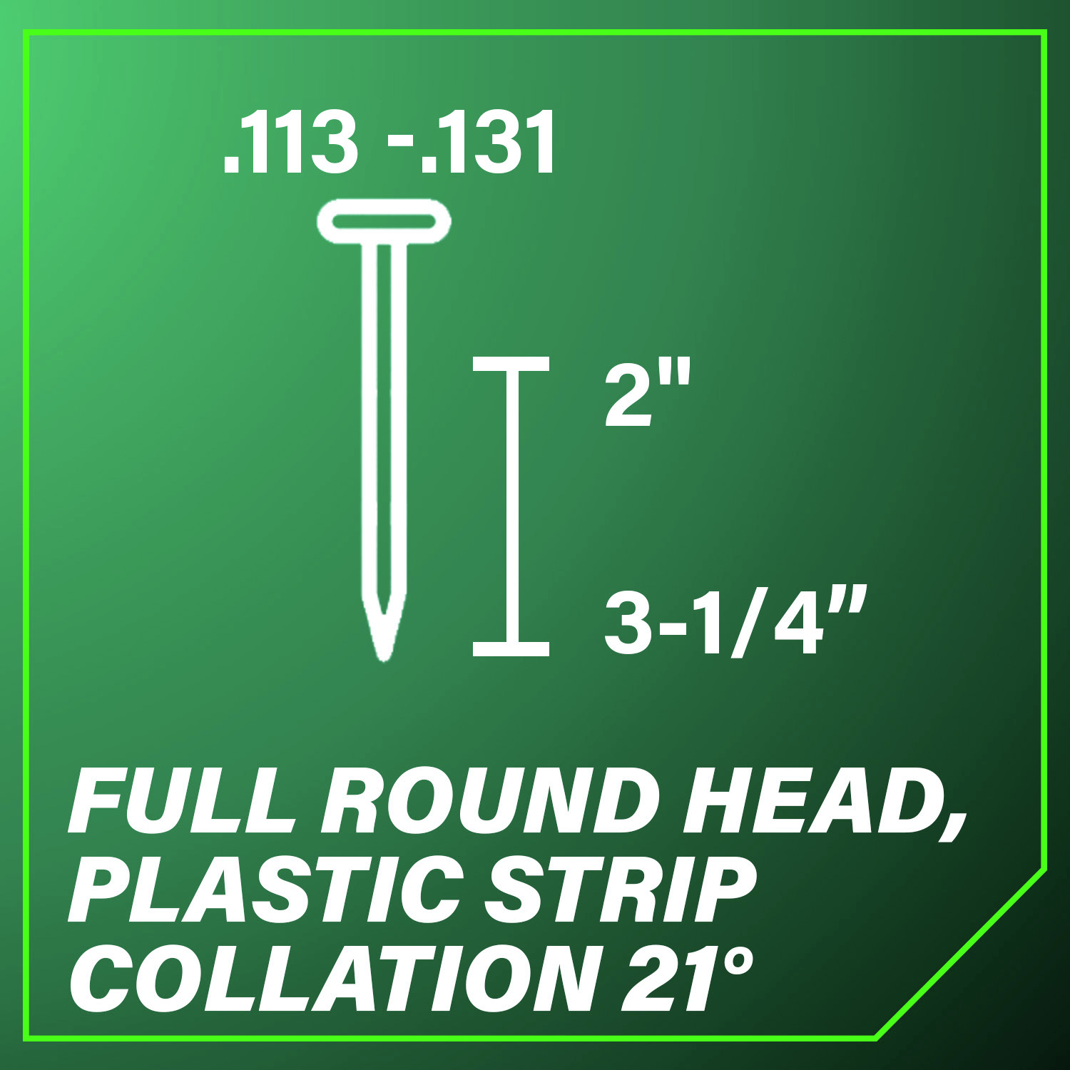 Full Round Head Plastic Strip Collation 21 Degrees