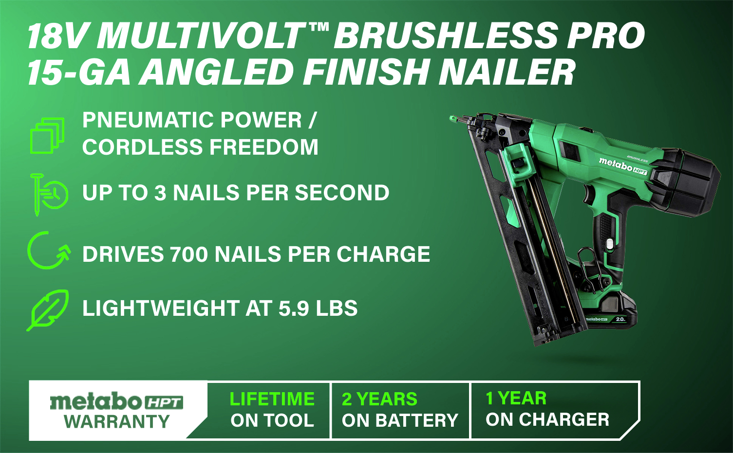 18V MultiVolt Brushless Pro 15-Gauge Angled Finish Nailer