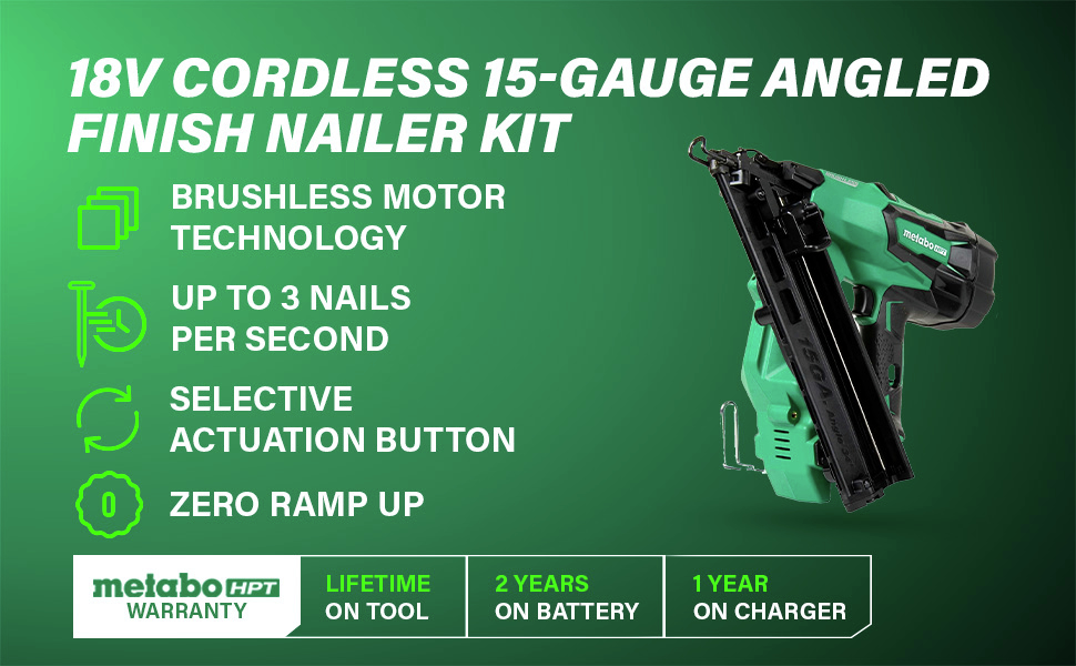 18V Cordless 15-Gauge Angled Finish Nailer Kit