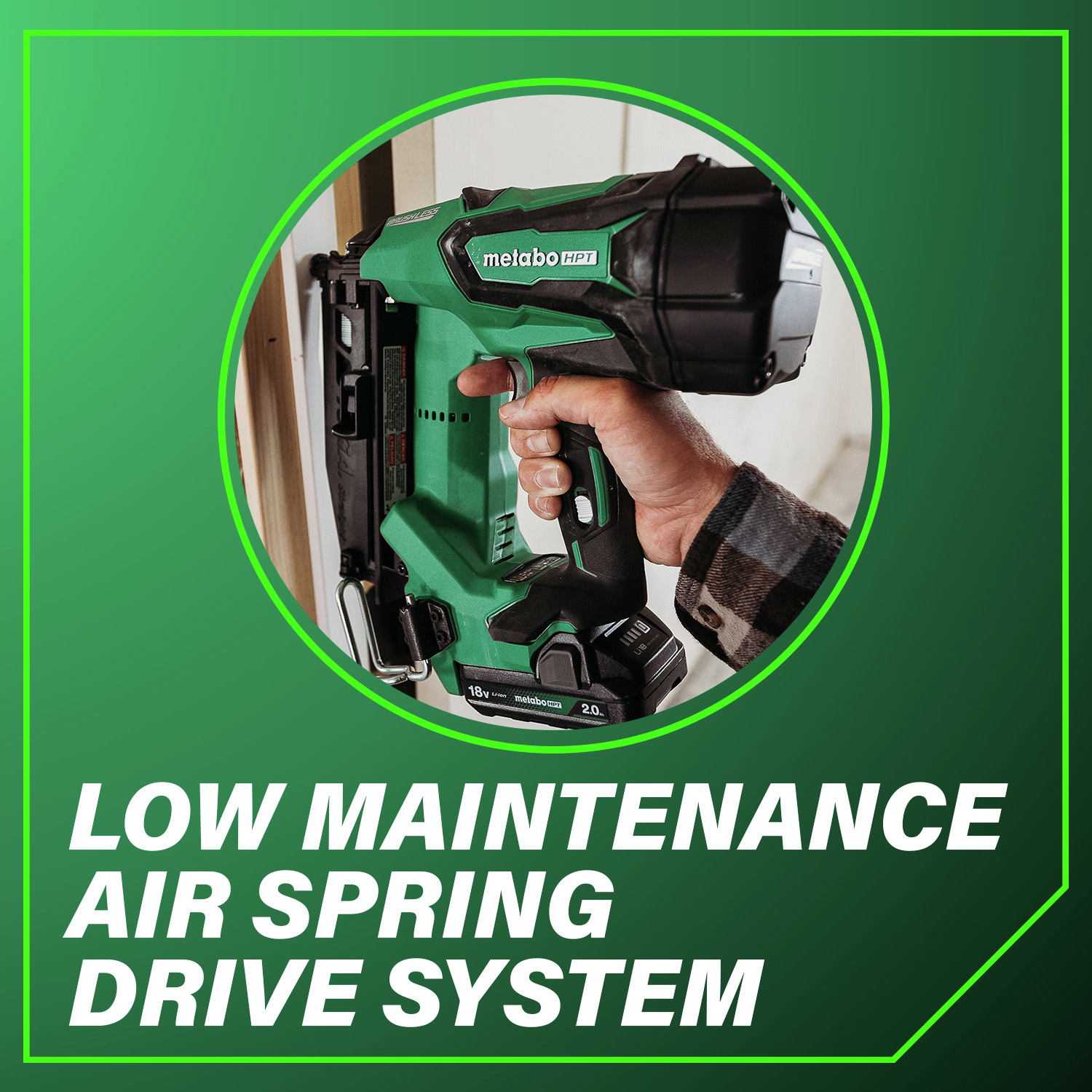 Low Maintenance Air Spring Drive System for reliable and efficient performance.