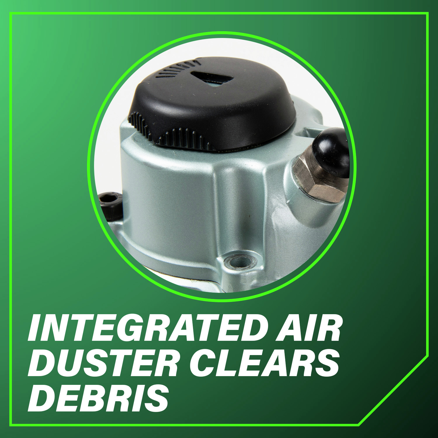 Integerated Air Duster Clears Debris