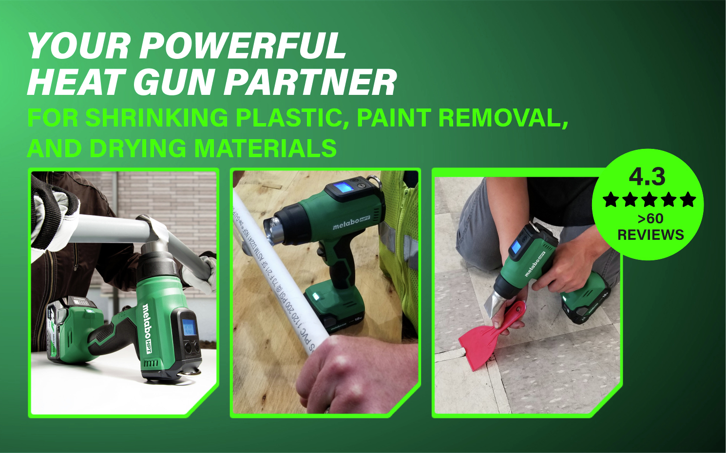 Your Powerful Heat Gun Partner For shrinking plastic, paint removal and drying materials.