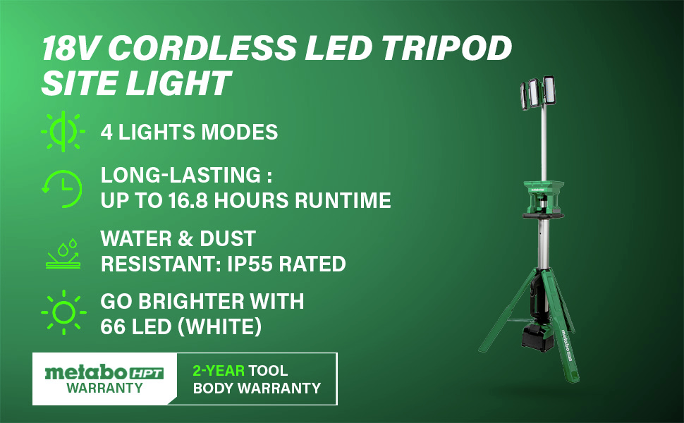 18V Cordless LED Tripod Site Light