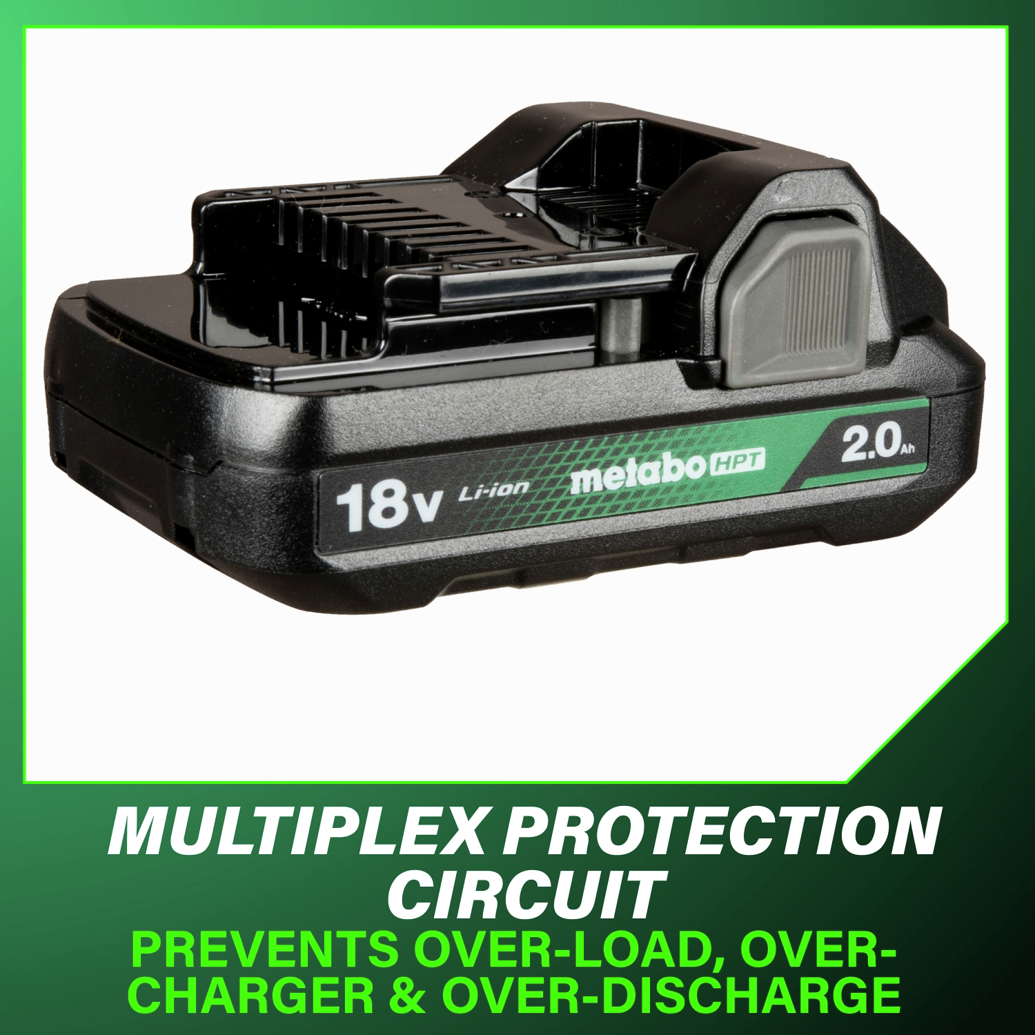 Advanced multiplex protection circuit safeguards the battery from overload, overcharging, and over-discharging for lasting reliability.