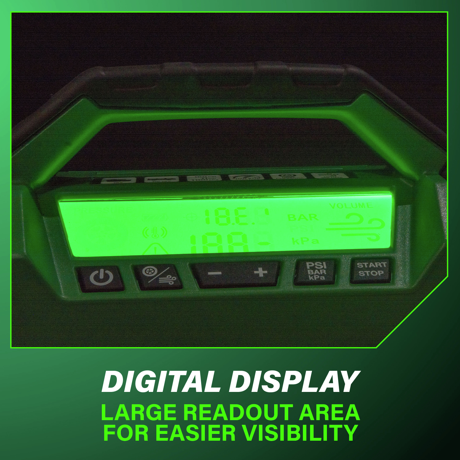 The clear digital display features a large, easy-to-read screen for quick and accurate pressure monitoring.