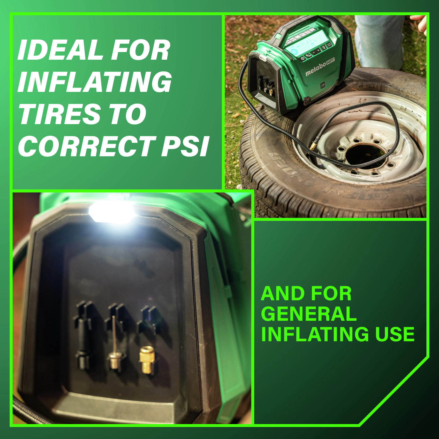 Perfect for quickly inflating tires, sports equipment, and more,delivering accurate PSI every time.