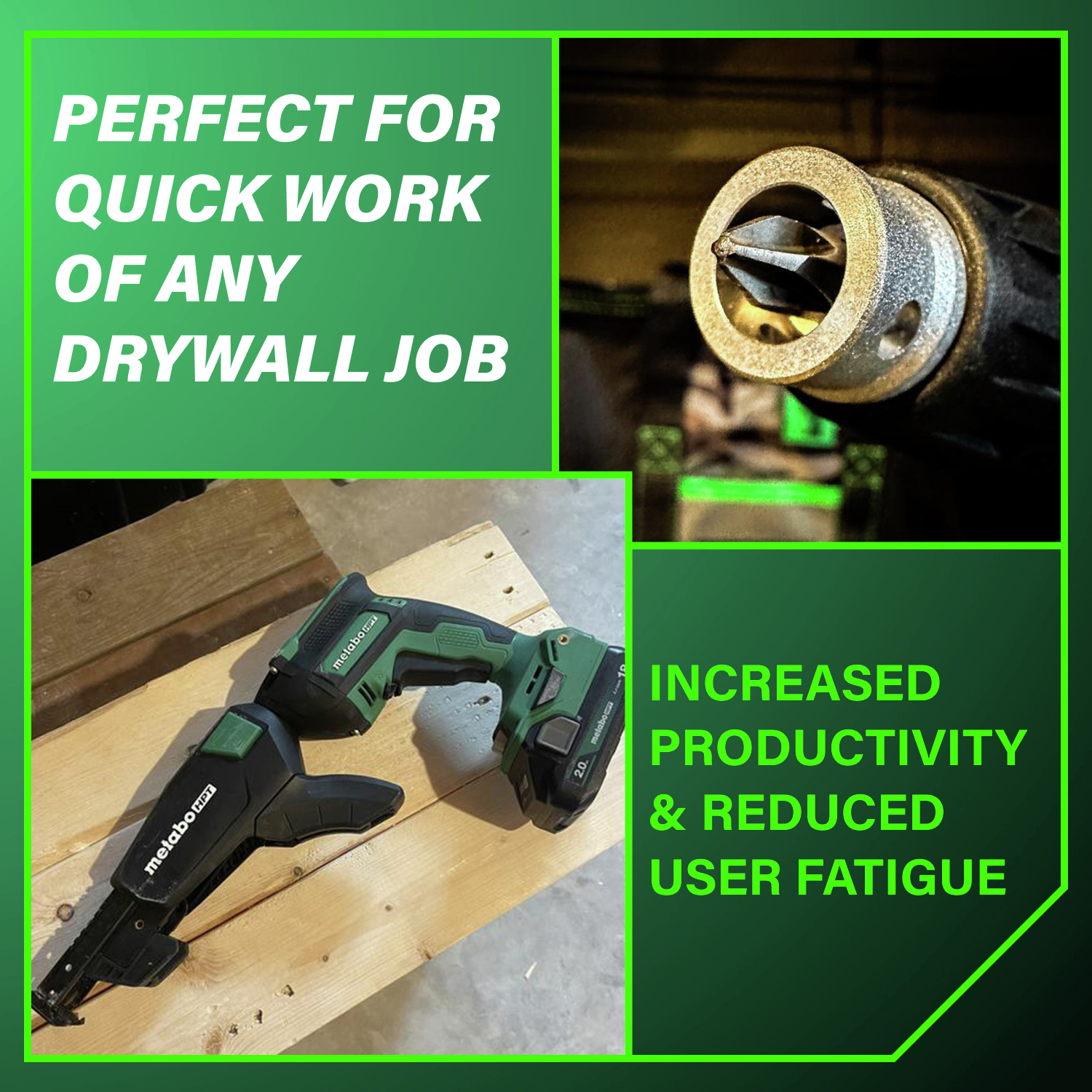Perfect for professional drywall installers or DIYers seeking faster screw driving, higher productivity, and less strain.