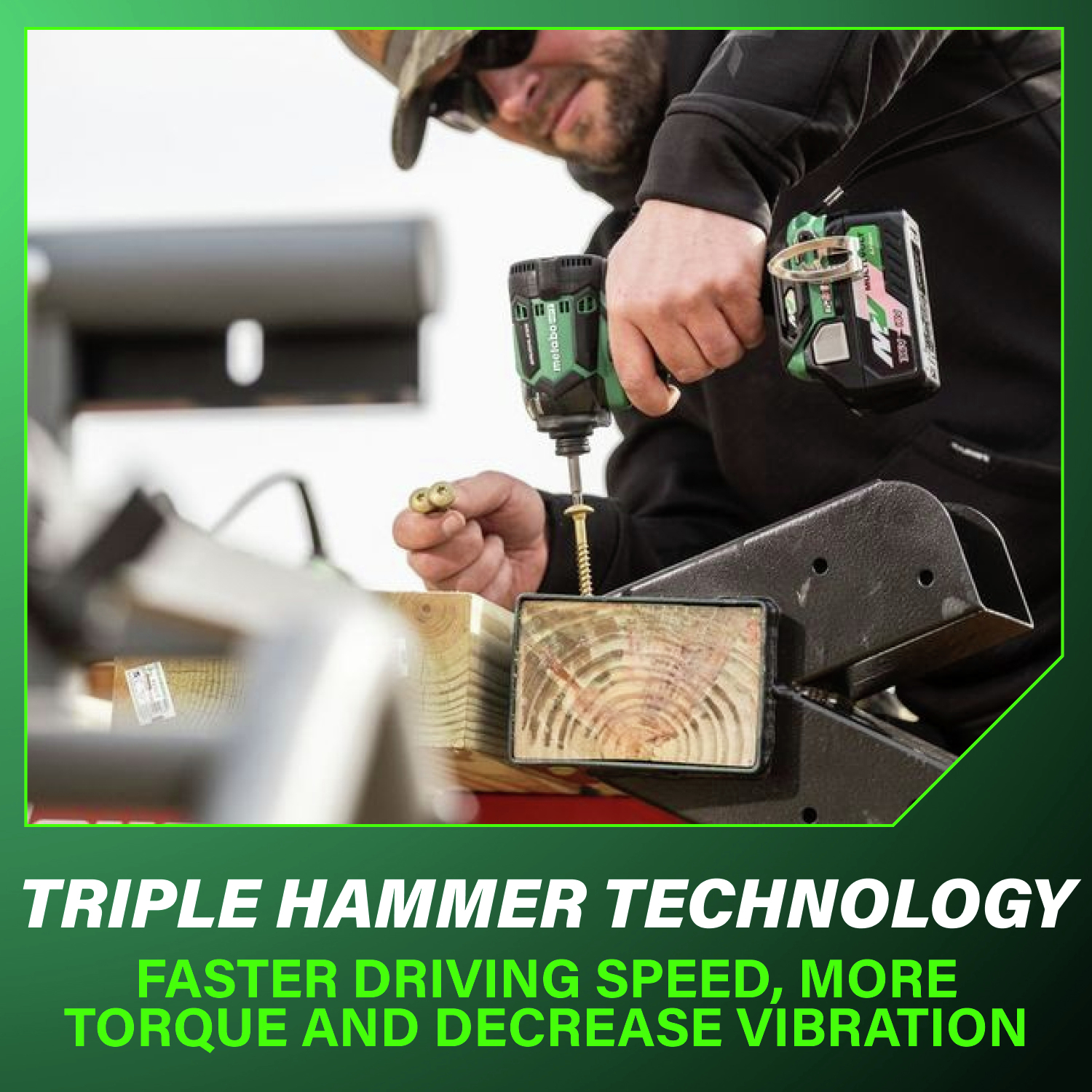 Engineered with Triple Hammer Technology, this driver delivers lightning-fast driving speeds, higher torque, and smoother performance with less vibration.