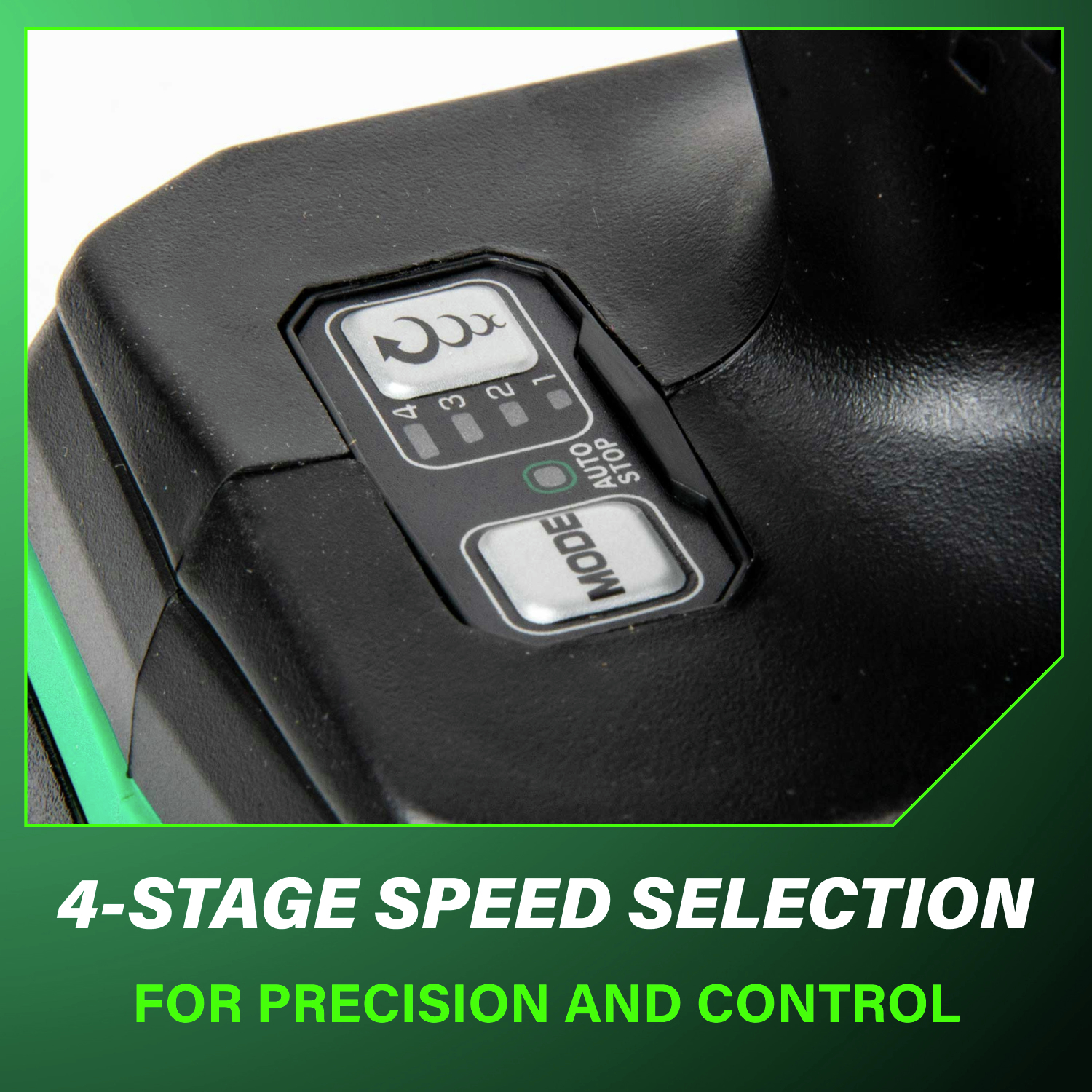 Four selectable speed settings let you fine-tune torque and control for every fastening application.
