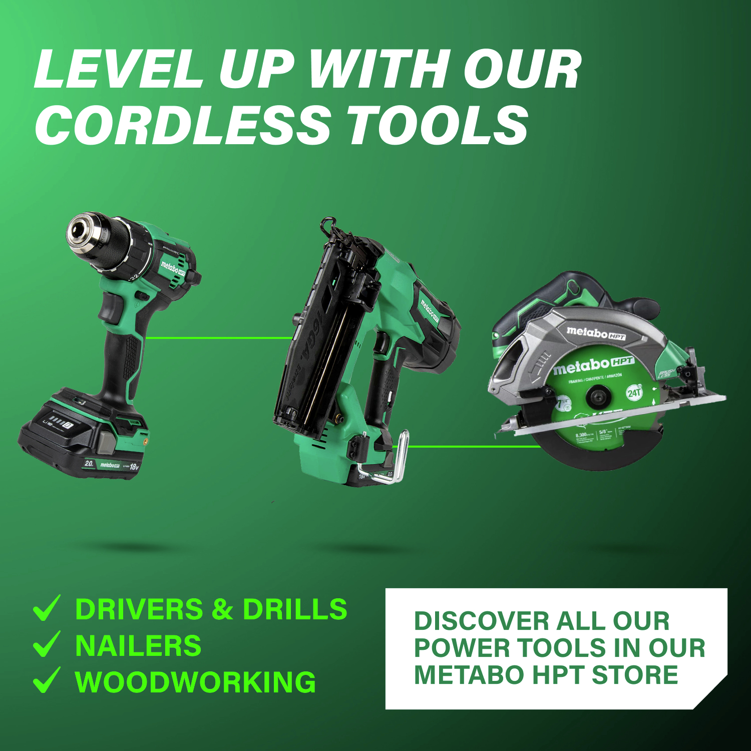 Discover innovative power tools and accessories built to exceed professional demands at the Metabo HPT store.