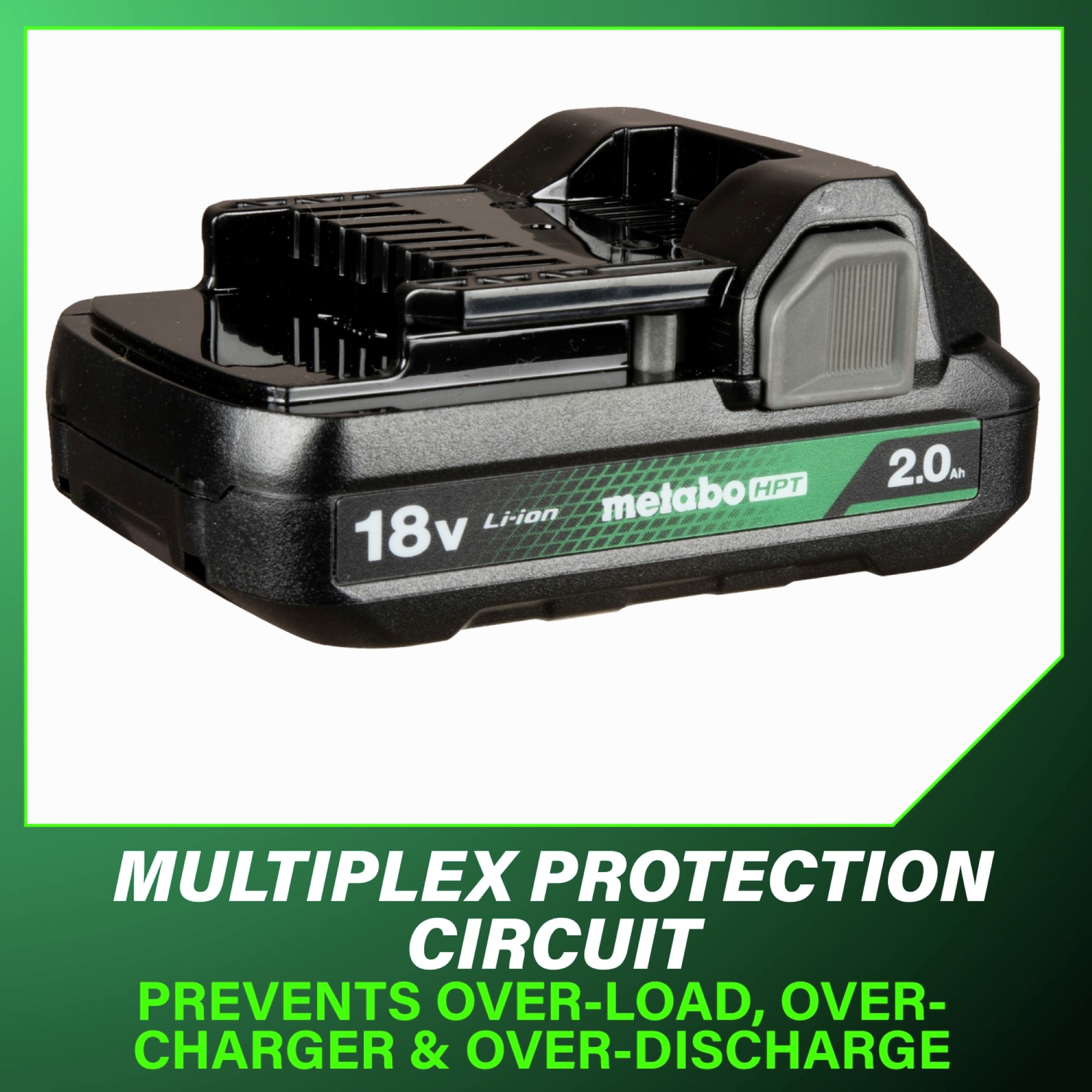 Multiplex protection circuit prevents damage from over-load, over-charging, and over-discharging.