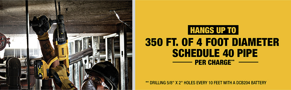 Hangs Up To 350 ft. of 4 Foot Diameter Schedule 40 Pipe