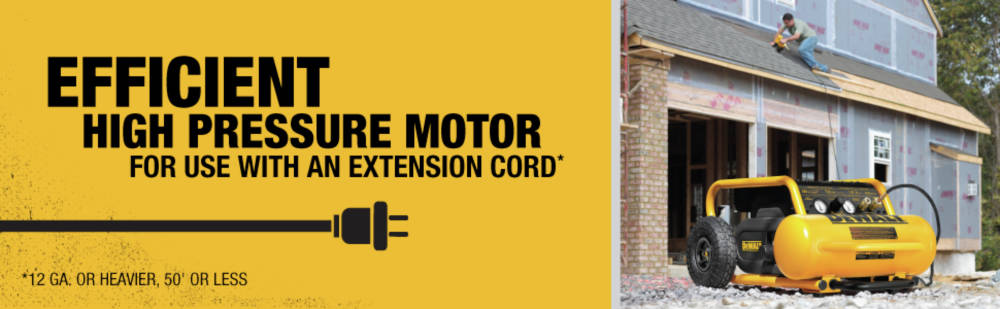 Efficient high pressure motor for use with an extension cord