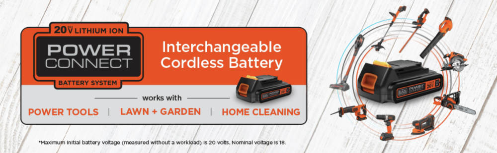 Power connect battery system interchangeable cordless battery