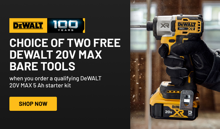 Choice of two free DeWALT 20V Max Bare tools